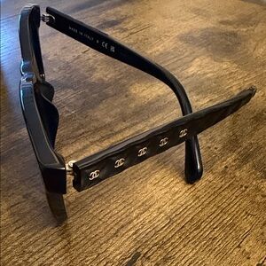 CHANEL Black Sunglasses with Silver Accents